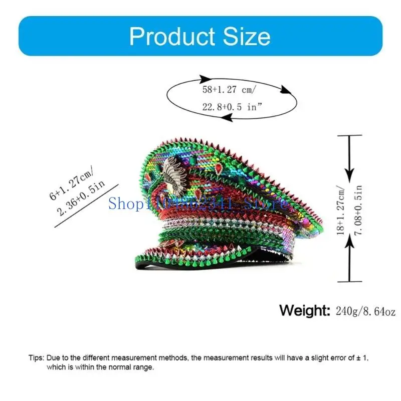 5asd العروس قبعة متلألئة الراين الكابتن قبعة الترتر بحار قبعة للمهرجانات الموسيقية قبعات كريستال سباركلي #6