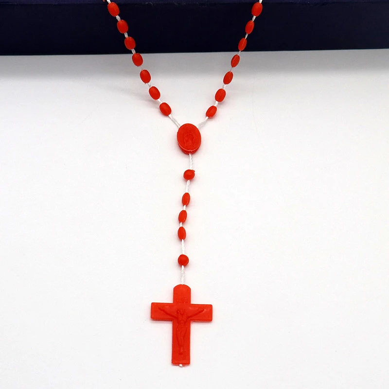 Luminous Catholic Christ Jesus Cross Plastic Rosary Crucifix Necklace Religious Church Decoration Wall Crosses Souvenirs Gifts