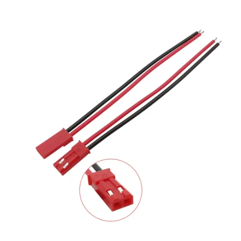 JST-2Pin Male and Female Plug and Socket Aeromodelling Silicone Power Cord Connection Cable LED Red Terminal Wire 10CM