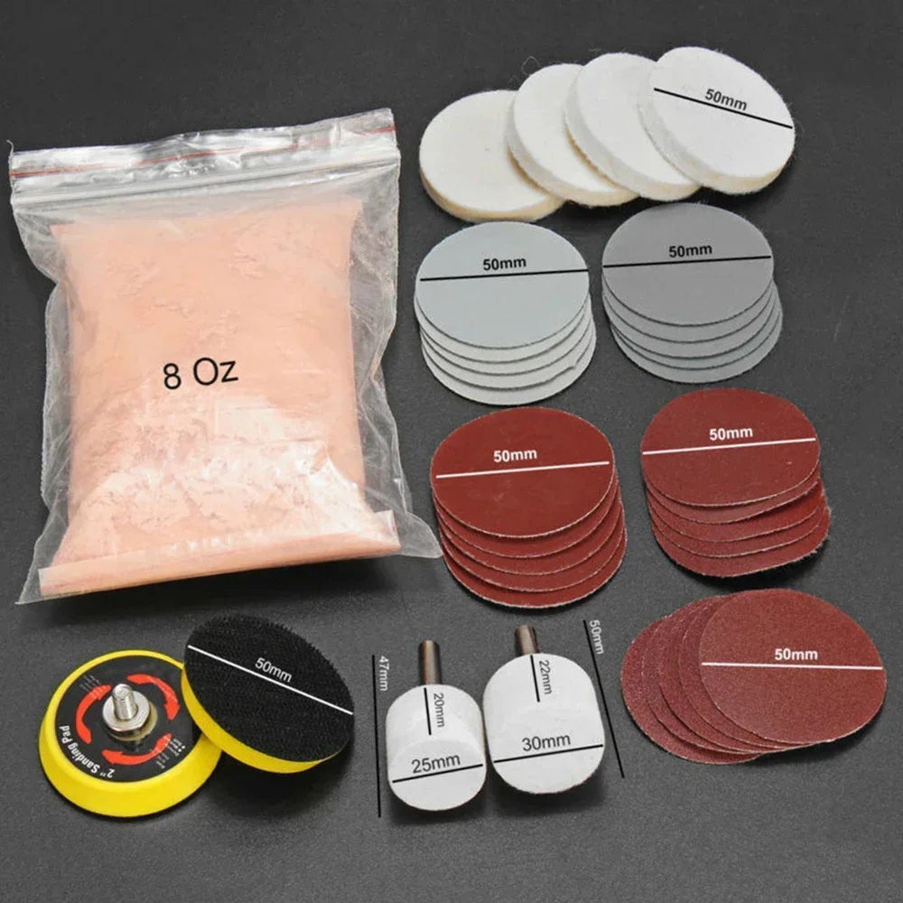 Watch Glass Polishing Kit Glass Cleaning Scratch Removal Polishing Pad Cerium Oxide Powder CWindows Polishing Kit 34Pcs