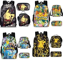 Pokémon SchoolBag Pikachu Backpack Polyester Burden-reducing Student Boys Girls Anime kawaii Cartoon School Bag Mochila