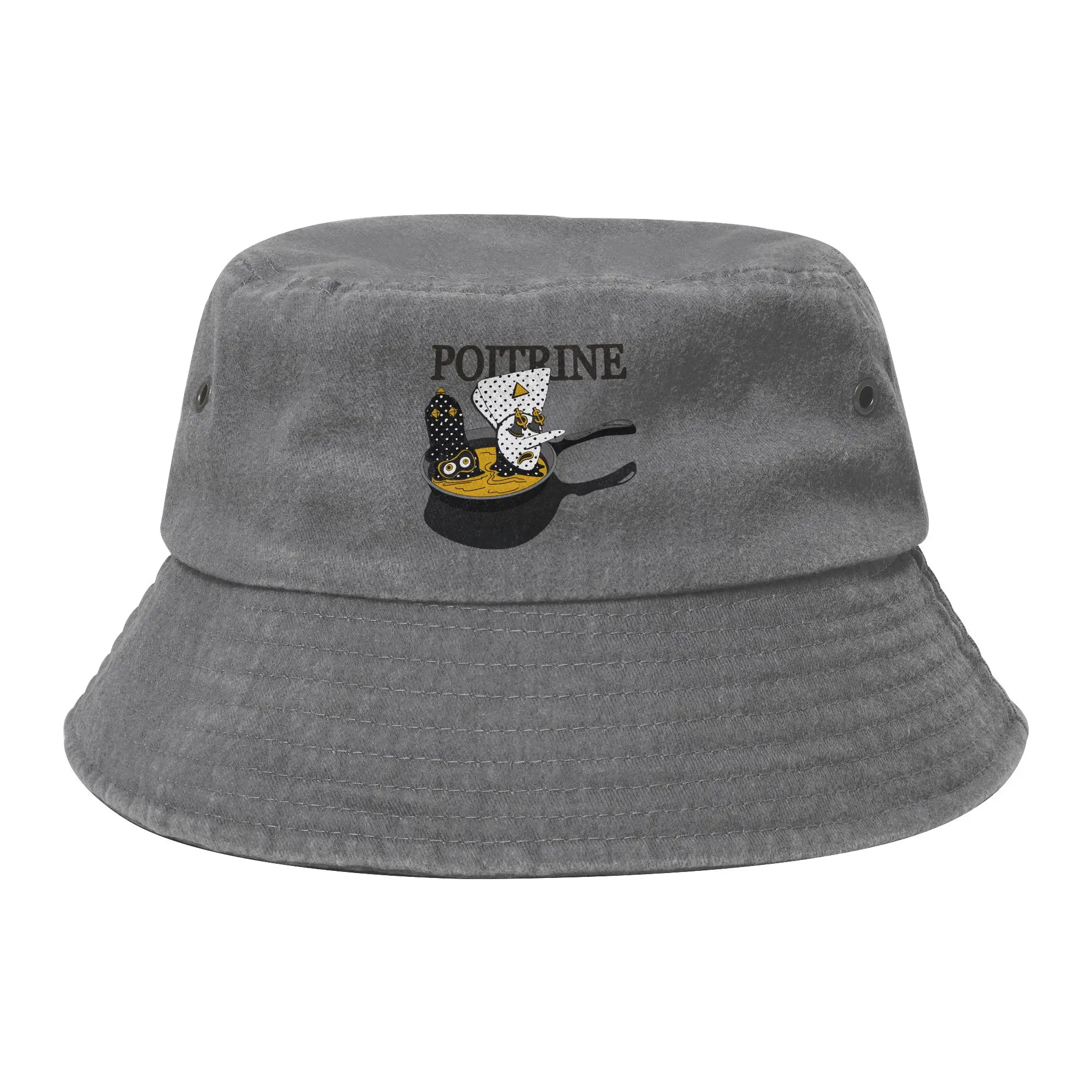 Funny Angine de poitrine Rock Band Bucket Hats Unisex Distressed Washed Fishing Cap Summer Vacation Getaway Headwear Boonie Hat