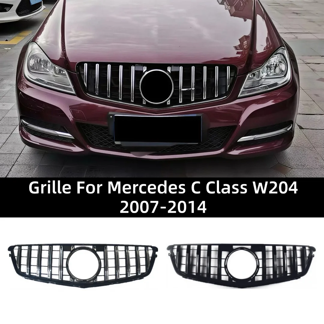 Upgrade Front Bumper Inlet Grille Racing Grill Mesh Tuning For Mercedes Benz C class W204 C204 Coupe C43 2007-14 C200 GT Style