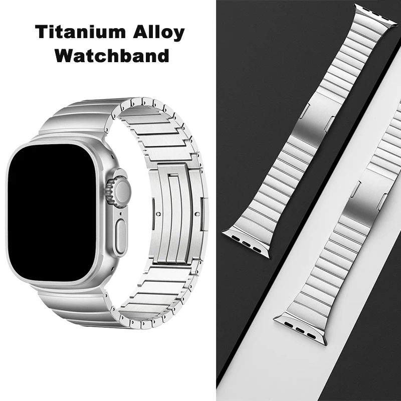 

2024 Titanium Alloy Watchband for Apple Watch Ultra2 49mm 45mm 44mm 42mm 41mm 40mm 38mm,60g Wristband Strap for IWatch8/7/6/5/4