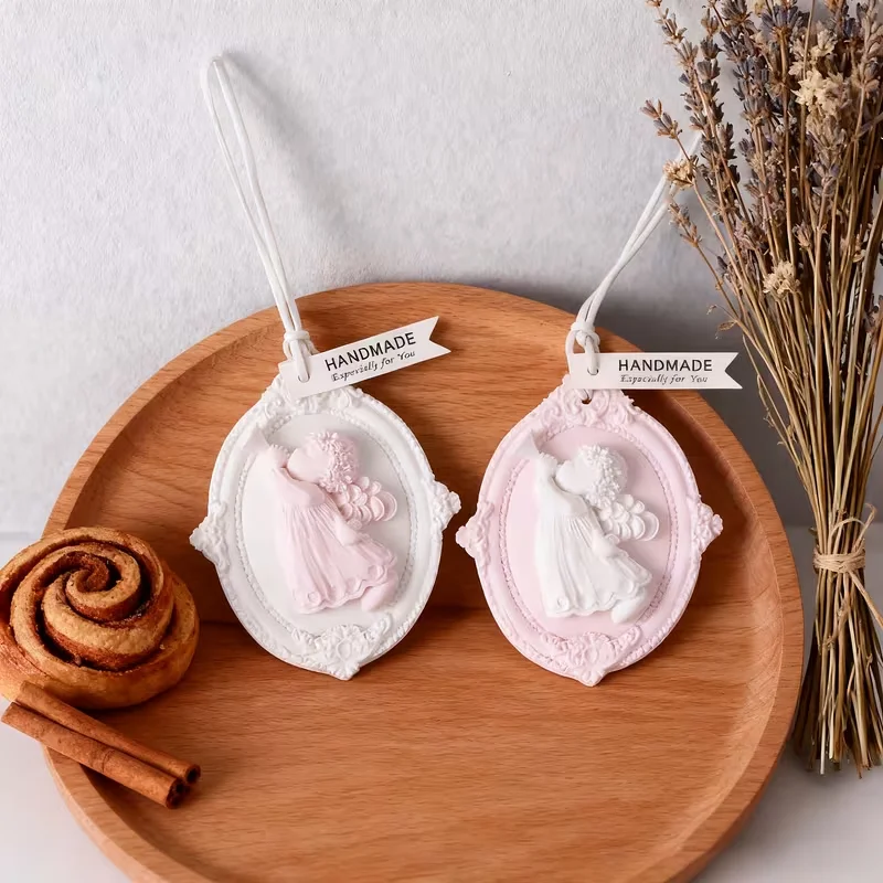 Angel Birdcage Plaster Crafts Decoration Silicone Mold DIY Aromatherapy Gypsum Hanging Pendant Mould