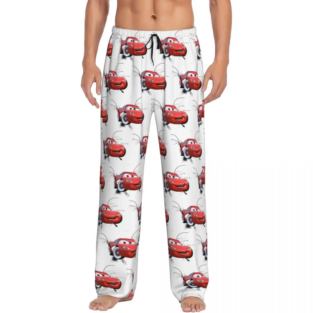 

Пижамные штаны с изображением молнии Mcqueen Cars, одежда для сна для мужчин, эластичный пояс, штаны для сна с карманами