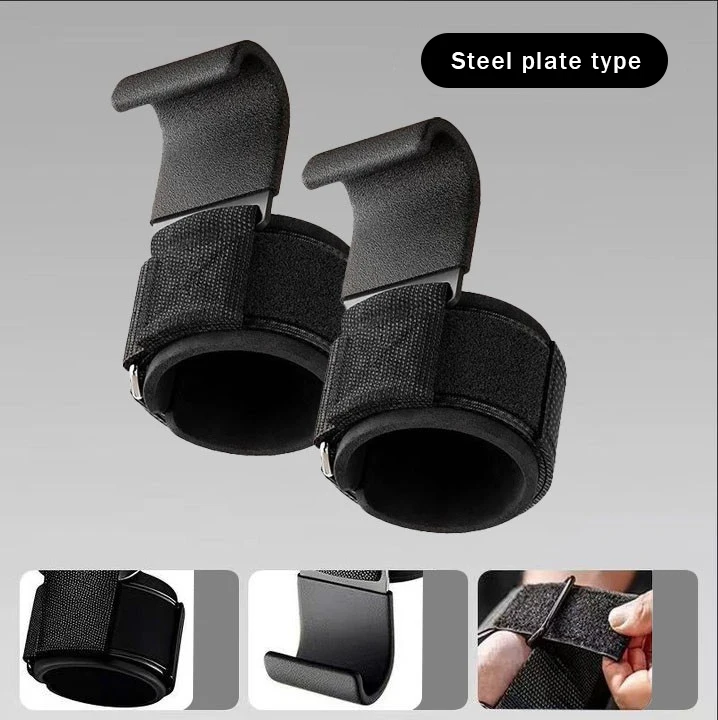 1 Paar Gewichtheffen Haakgrepen Met Polsbandages Handstang Polsband Gym Fitness Haak Gewichtsband Pull-Ups Power Lifting Handschoenen