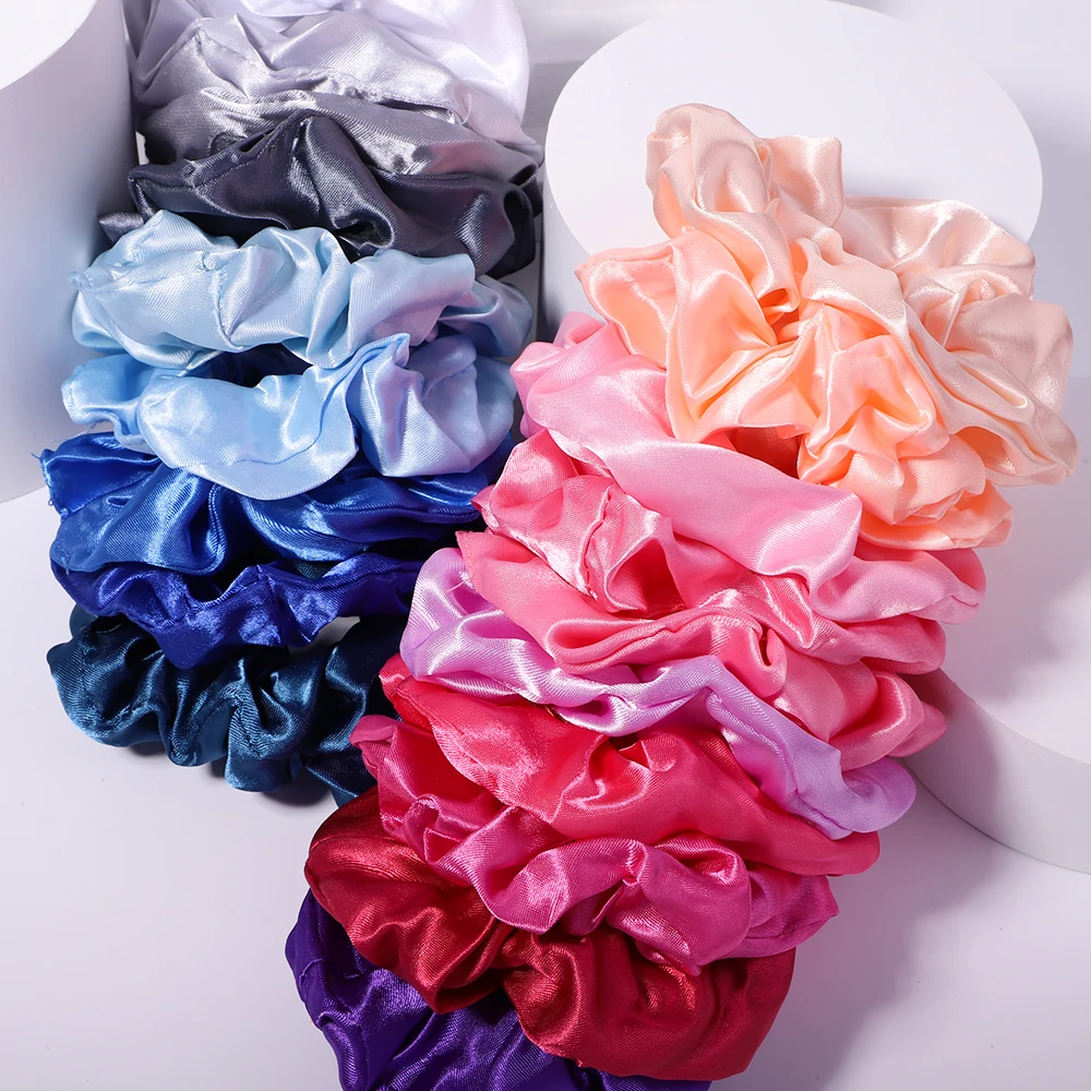 4 inches Women Multicolor Silk Scrunchie Elastic Handmade Hair Band Ponytail Holder Hairband Headband Hair Accessories