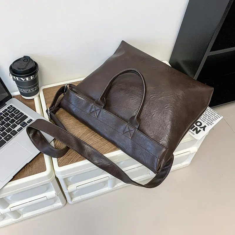 Designer Style Men's Commuting File Bag Hand-Held Briefcase Multifunctional Large Capacity Versatile Tote Bag Crossbody Bag