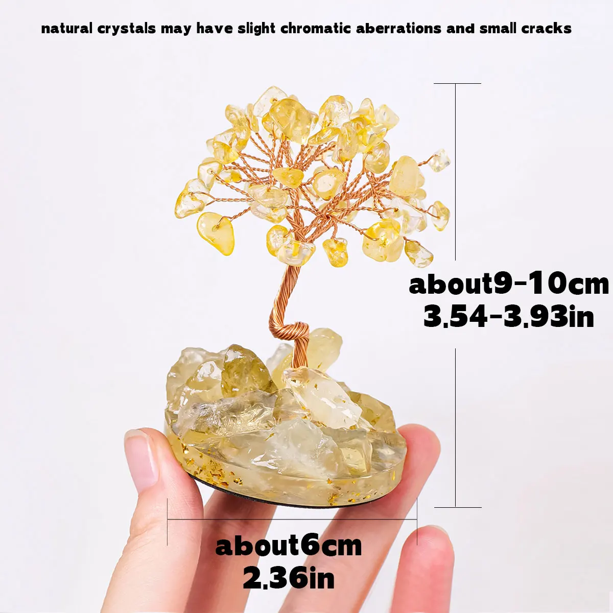 1pc Natural Crystal, Raw Stone, Crushed Stone, Tree Drop Resin, Circular Base, Home And Desktop Decoration Ornaments