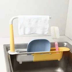 Kitchen Expandable Sponge Drain Rack Storage Rack Basket Telescopic Sink Shelf