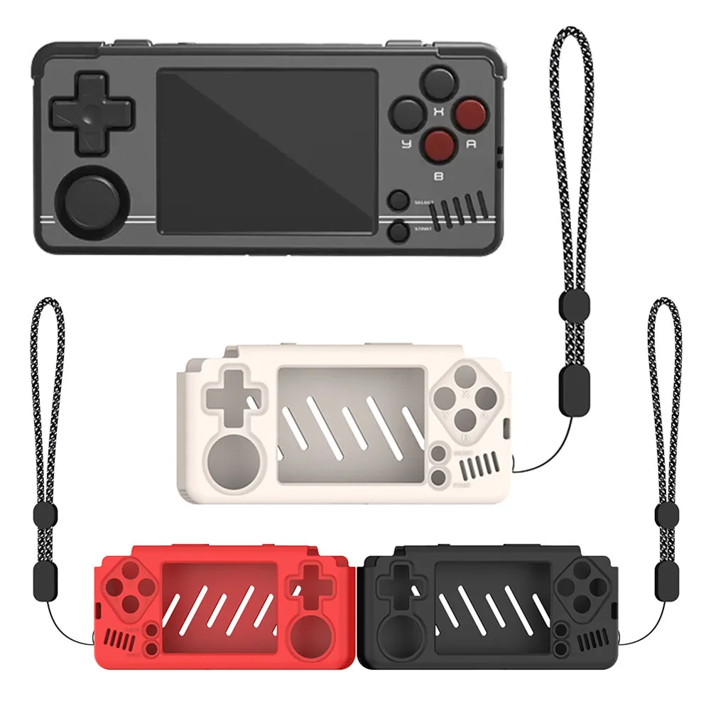 حافظة من السيليكون حافظة واقية مضادة للخدش مع حبل غطاء جلدي ناعم لوحدة تحكم الألعاب Miyoo A30