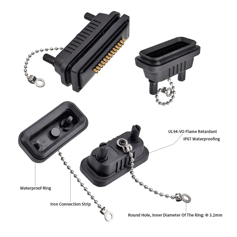 DB9 DB15 DB25 DB37 Socket Waterproof Cover Male Female D-SUB Plug Protective Cap IP67 Dustproof Cover For DB9/15/25/37 Connector