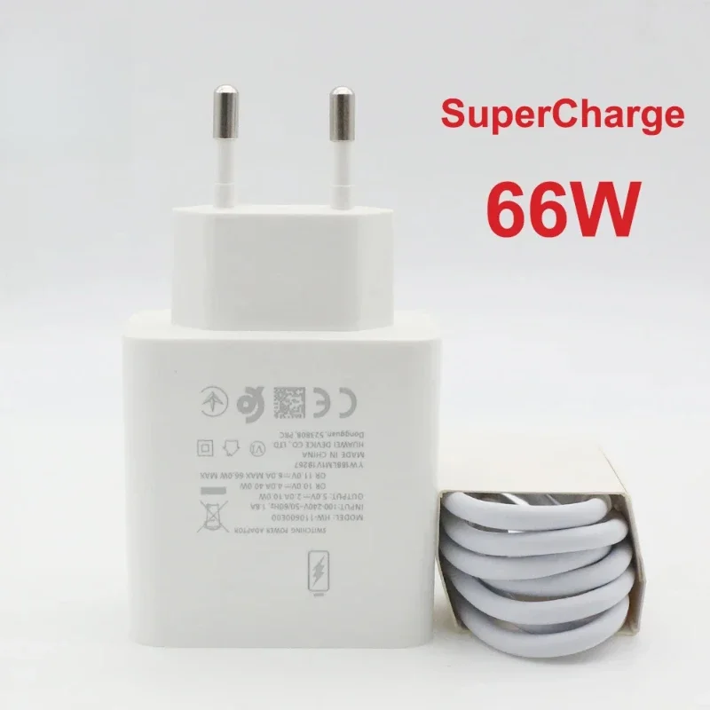 

66W Super fast Charger EU/US Plug 6A Type C Cable quick for Huawei P50 Pro P40 Pro P30 Mate40 Pro Mate30 Original Supercharge