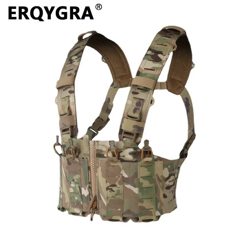 ERQYGRA Tactical Lightweight Chest Rig Vest Hunting Protective Zipper Outdoor CS Equipment Molle System Accessories Paintball