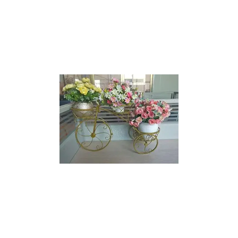 Imagem -05 - Carrinho de Flores de Bicicleta de Ferro Forjado Estilo Europeu Vaso de Flores de Piso Interior Rodas Cesta Pendurada Suporte de Metal Rack