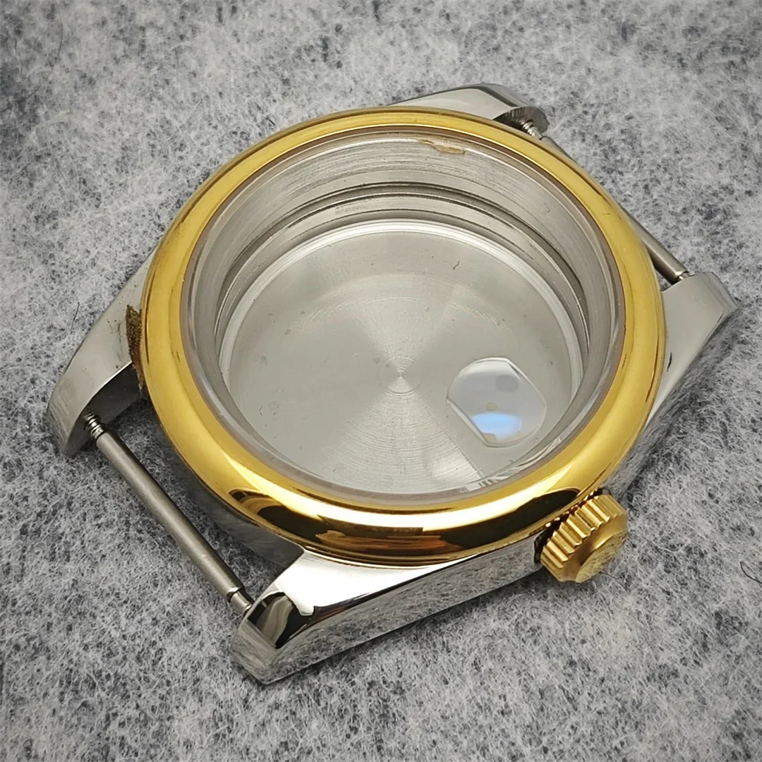 36mm/ 39mm Oyster Watch Case PVD Rose / Gold Stainless Steel Curved Border Caseback Watch Accessories for NH35/ NH36 Movement