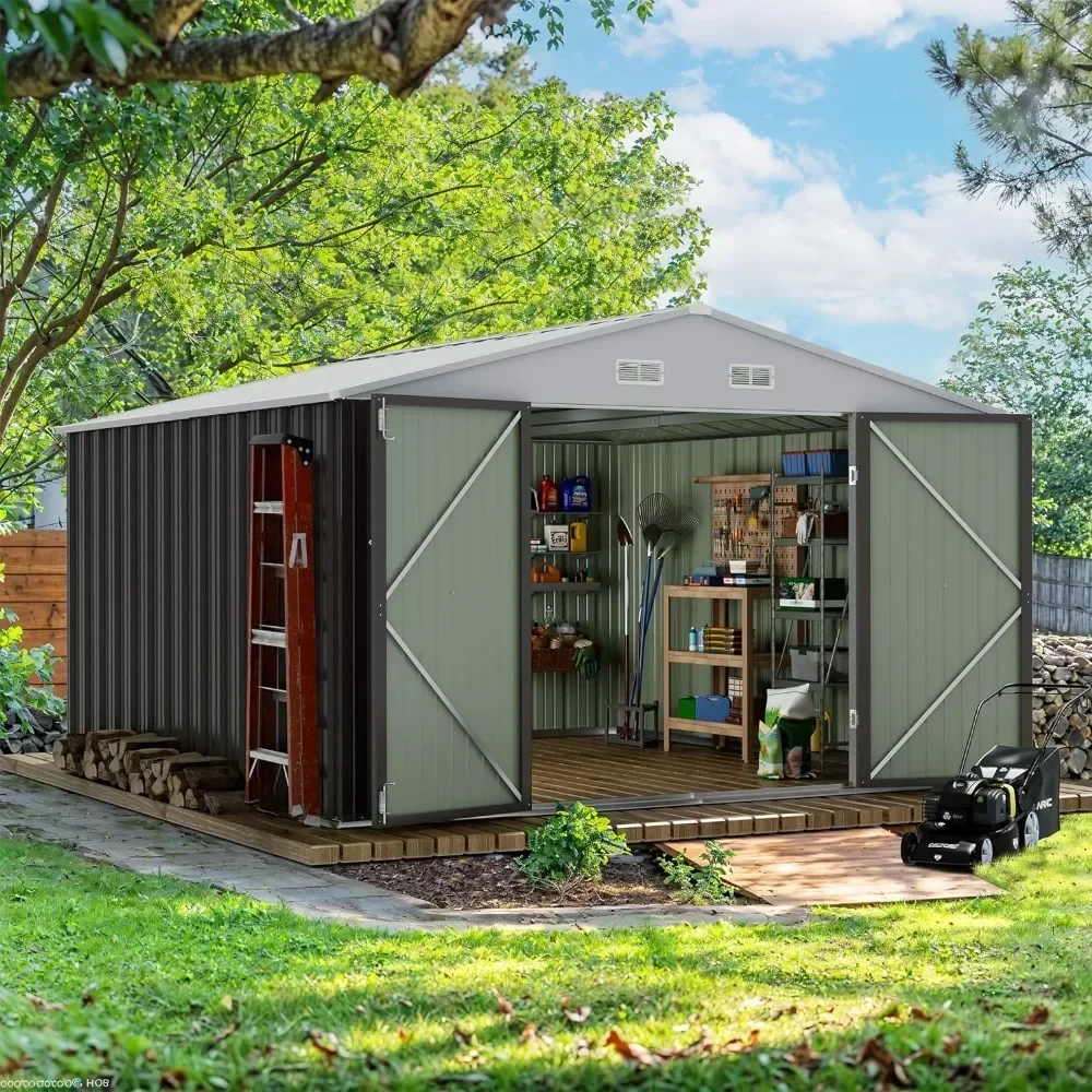 

Outdoor Storage Shed 10x10 FT, Outside Sheds & Outdoor Storage Metal Galvanized Steel Yard, Patio, Cabanons De Jardin