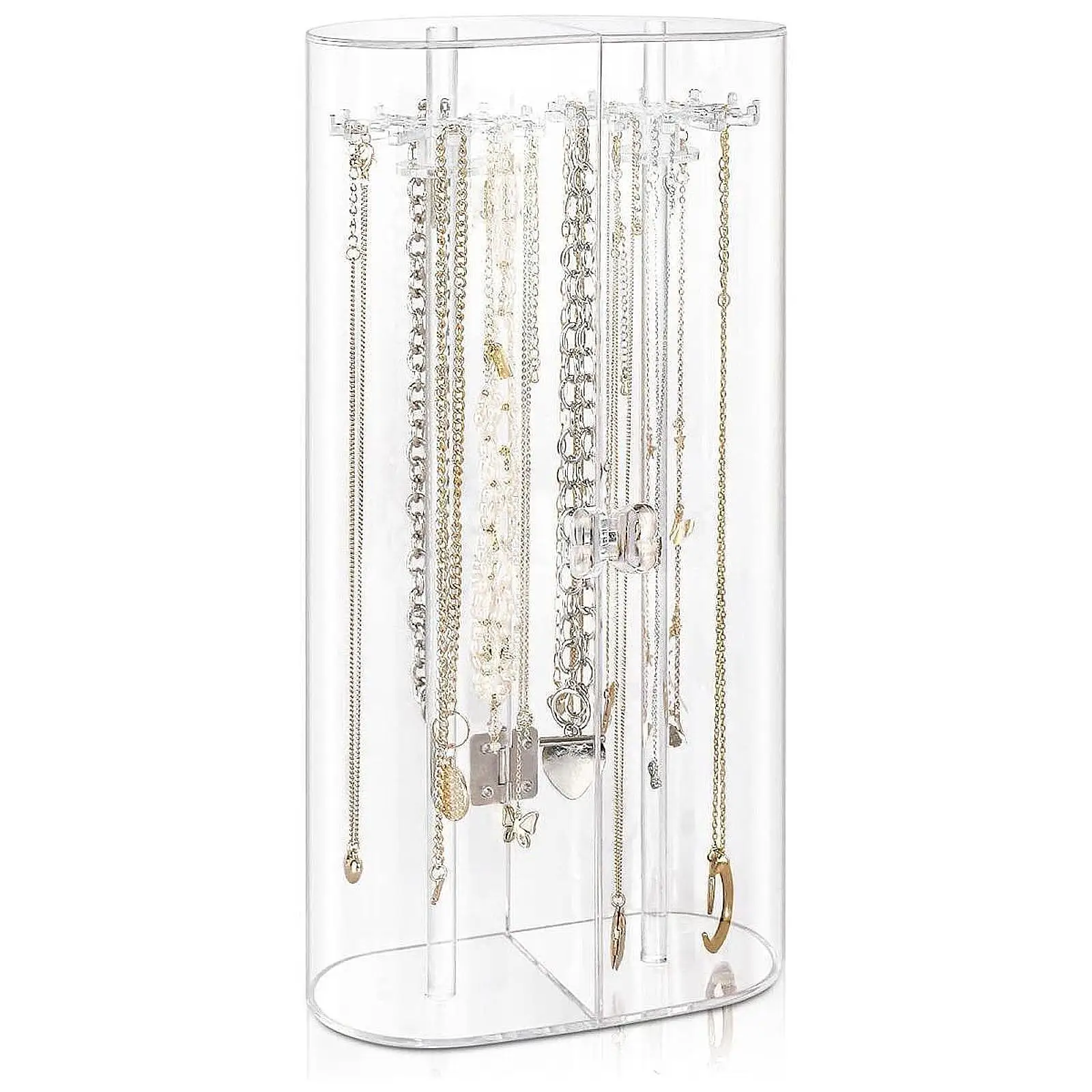 Acrylic Necklace Holder Rotating Jewelry Organizer Display for Stores Vanity