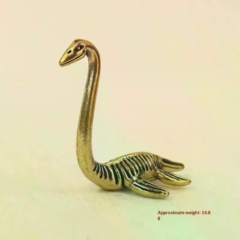 Brass Vintage Loch Ness Monster Mini Figurine Retro Metal Statue Desktop Home Decor Craft Collectible Gift Ornament