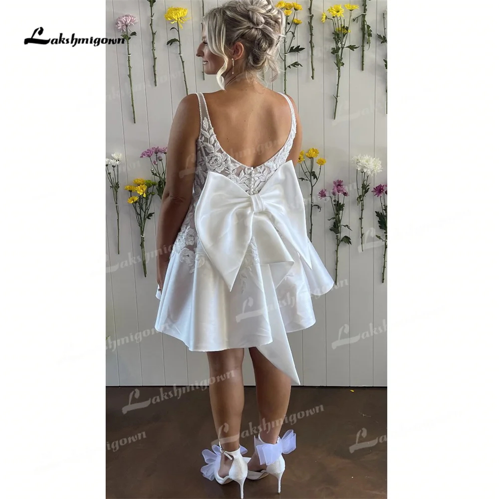 

Lakshmigown V Neck A Line Wedding Dress 2025 Knee-Length Wedding Gown vestidos para niñas vestidos de fiesta Dresses gala vest