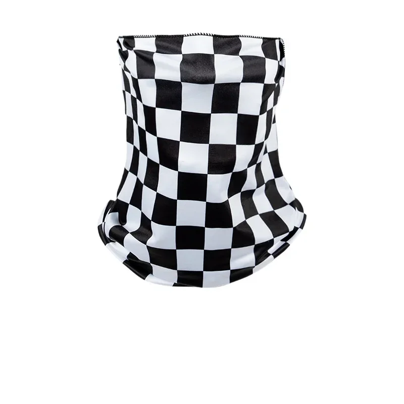 1Pc Outdoor Men Women Checkered Grid Face Mask Motorcycle Riding Neck Face Protection Cover Windproof Anti-UV Cycling Tube Scarf image 2