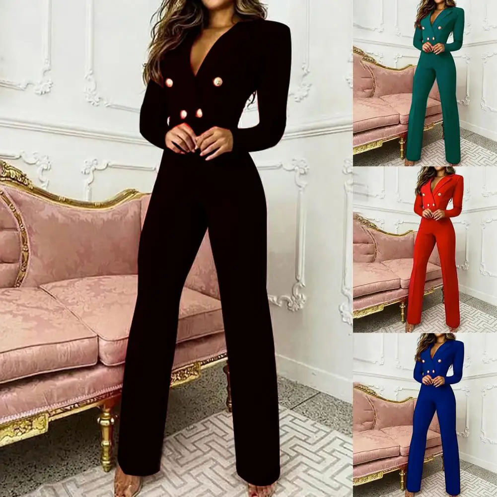 

Fashion Women Jumpsuit V Neck Slim Fitting Polyester Long Pants Outfits Women Overall Romper