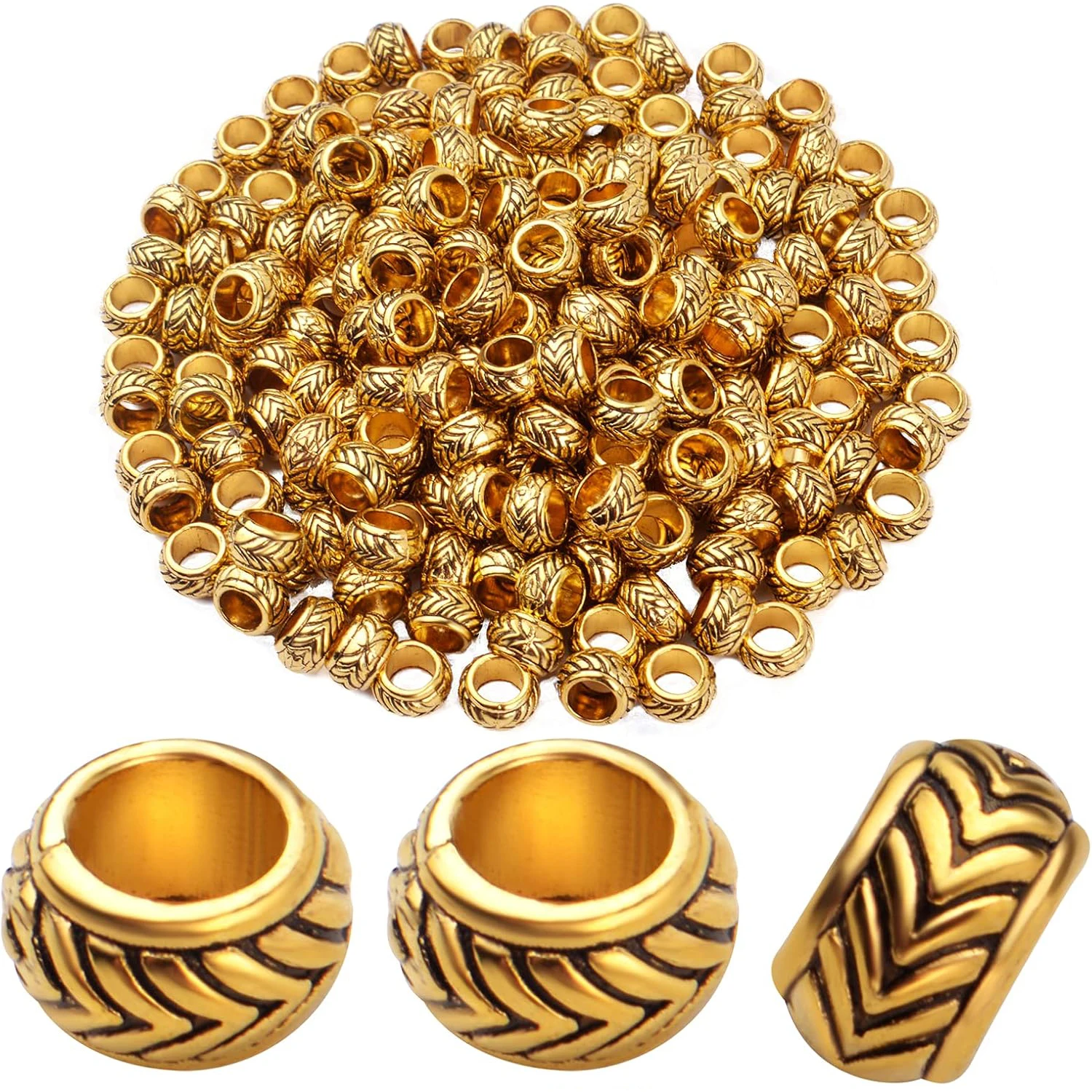 

200pcs Spacers Beads Column Rondelle Barrel Beads Tibetan Alloy Vintage Loose Beads for Jewelry Making DIY Bracelet Necklace