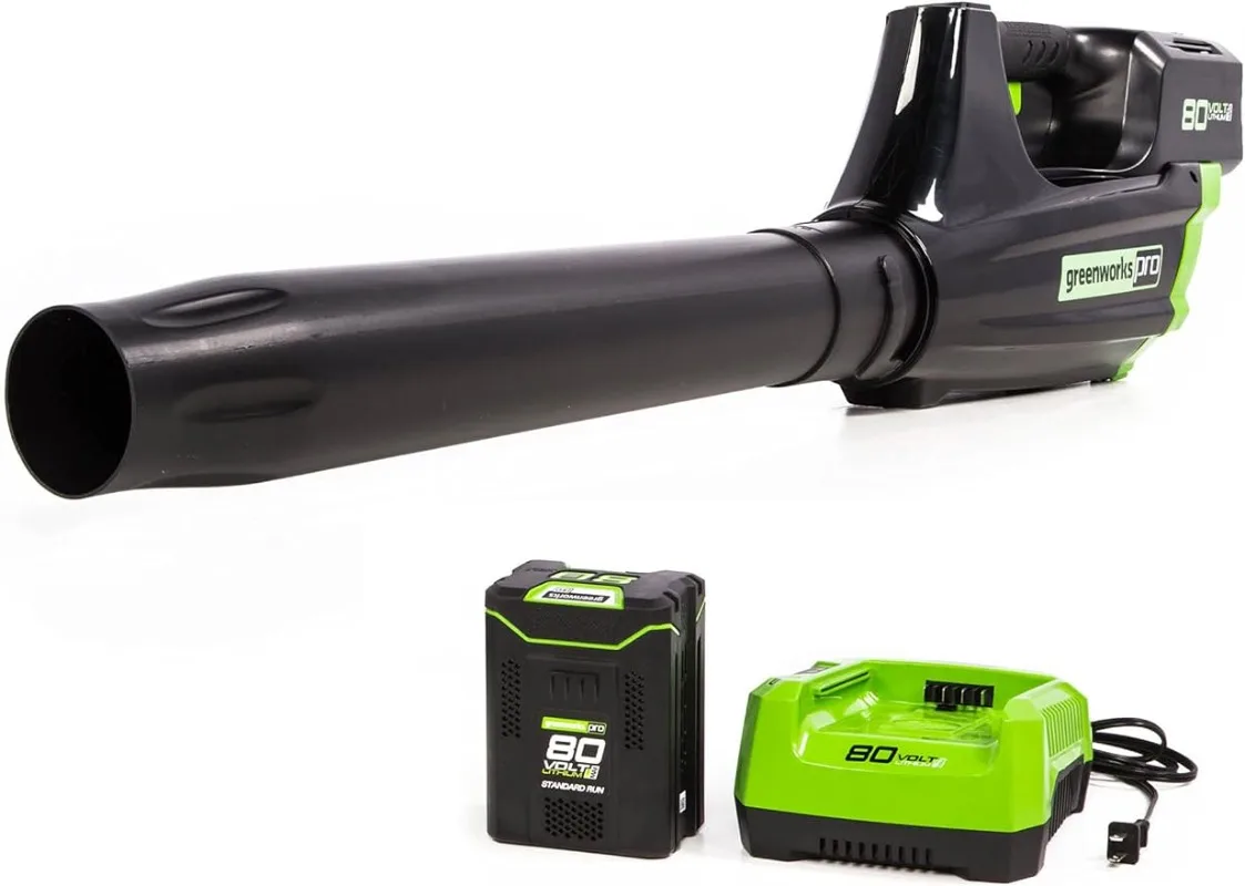 

Greenworks 80V (125 MPH / 500 CFM / 75+ Compatible Tools) Cordless Axial Leaf Blower, 2.0Ah Battery and Charger Included