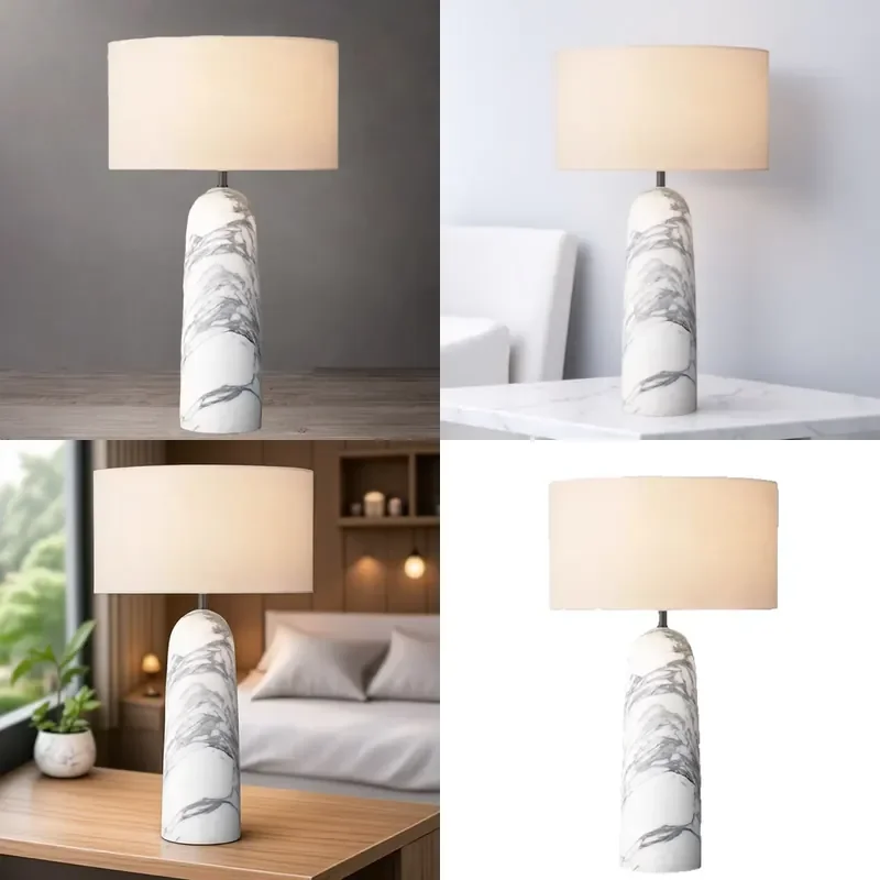 Custom Marble Texture Water Transfer Decorative Lamp Hotel Room Desk Light