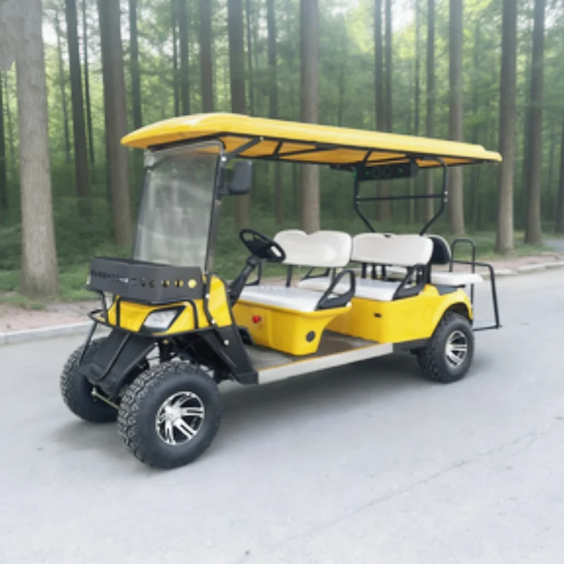 

Электрический гольф-кар на 6 пассажиров, для экскурсий, с белой обивкой сидений, передним бампером, передней корзиной и Bluetooth-колонками