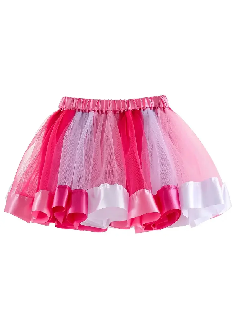 Shine Rainbow Tutu Skirt Layered Ballet Skirts Multicolor Tulle Dress Polyester for Toddlers Girls