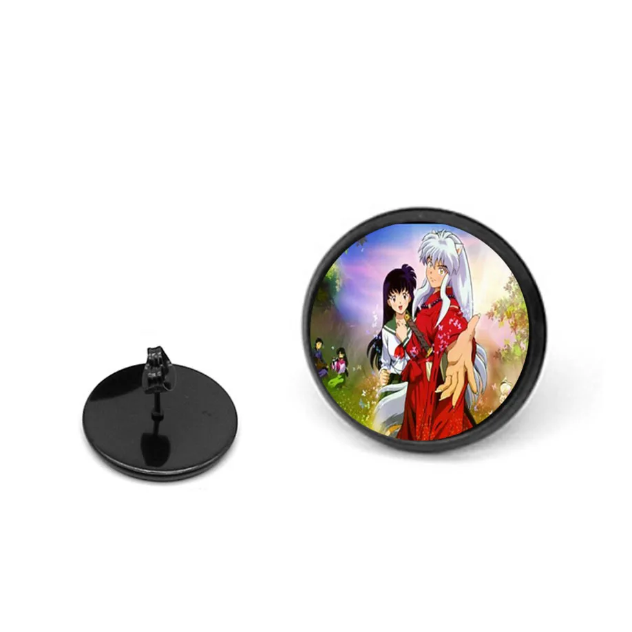 2 PCS Girls Cool Earring Anime Inuyasha Cartoon Ear Round Wo  Black Ear Studs Round Shaped Beautiful Clasp Stud Earring