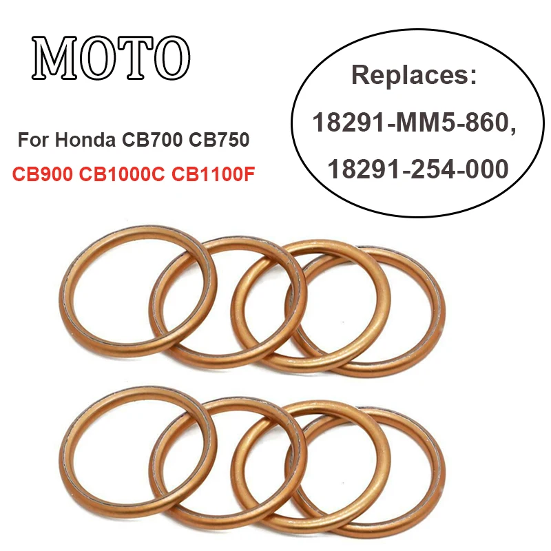 Junta De Escape De Motocicleta Para Honda, Juntas De Escape, CB700, CB750, CB900, CB1000C, CB1100F, 8 Pcs