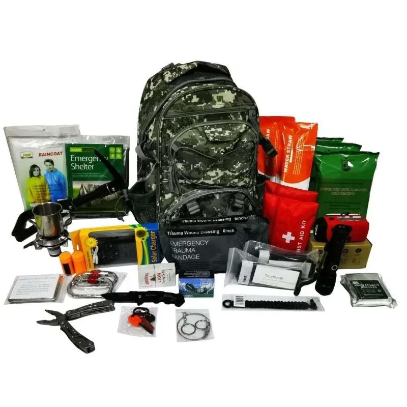 

China wholesale camo bag emergency survival backpack kit