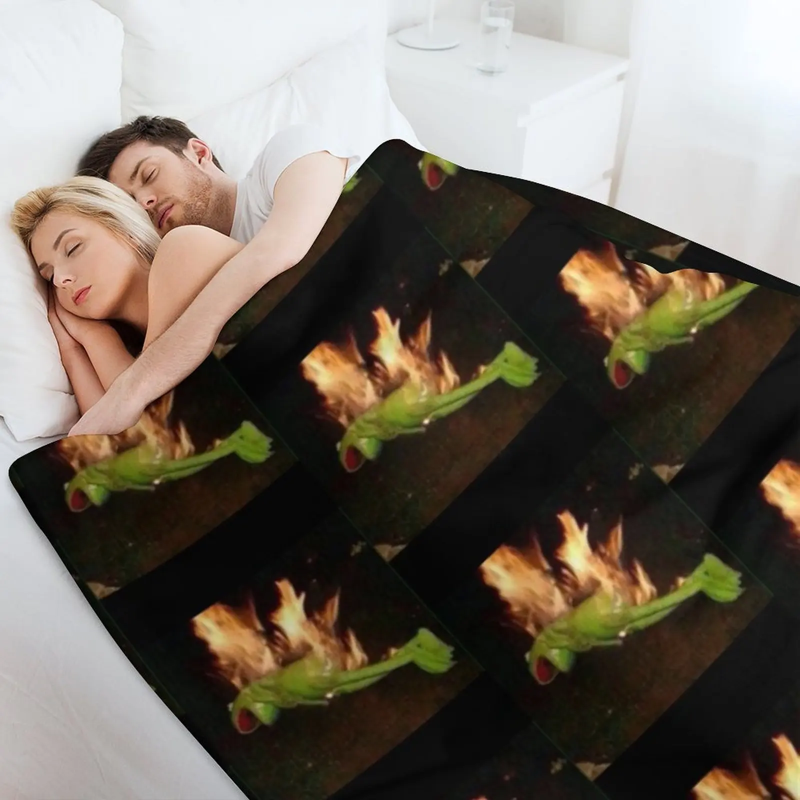 بطانية كيرميت أون فاير رمي مزخرفة لشعر لبطانيات الشاطئ للأطفال #4