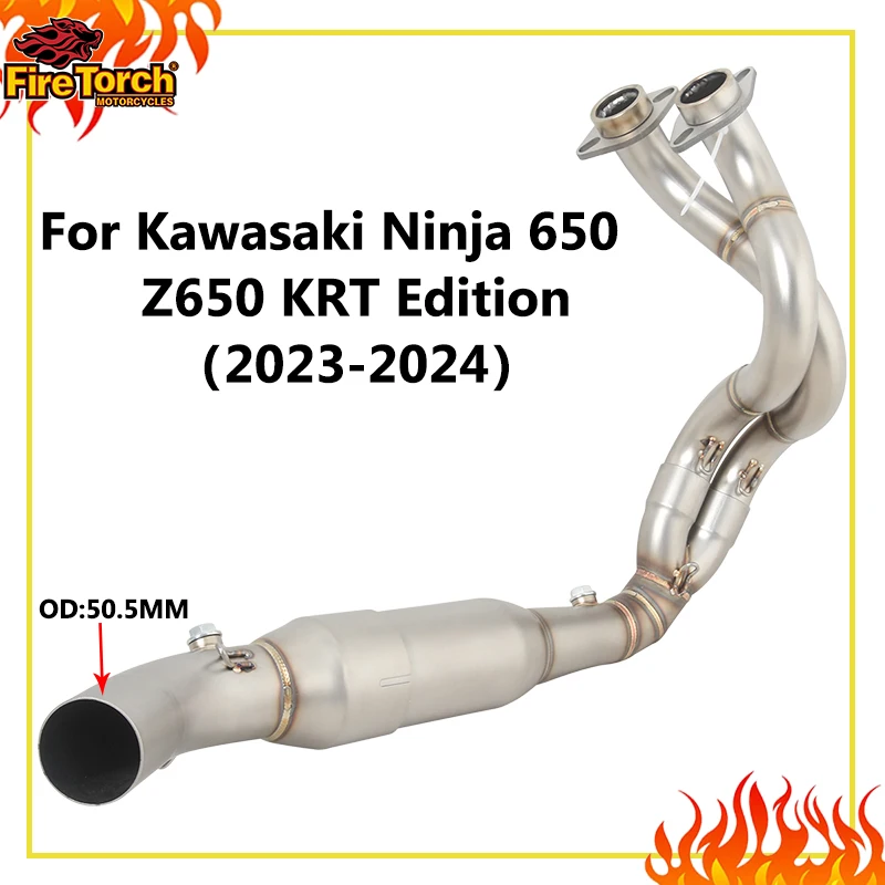 Motorrad-Auspuffanlage Slip-On 51mm Schalldämpfer Vorderes Verbindungsrohr für Kawasaki Z650 Ninja 650 KRT Edition Ninja650 2023 2024