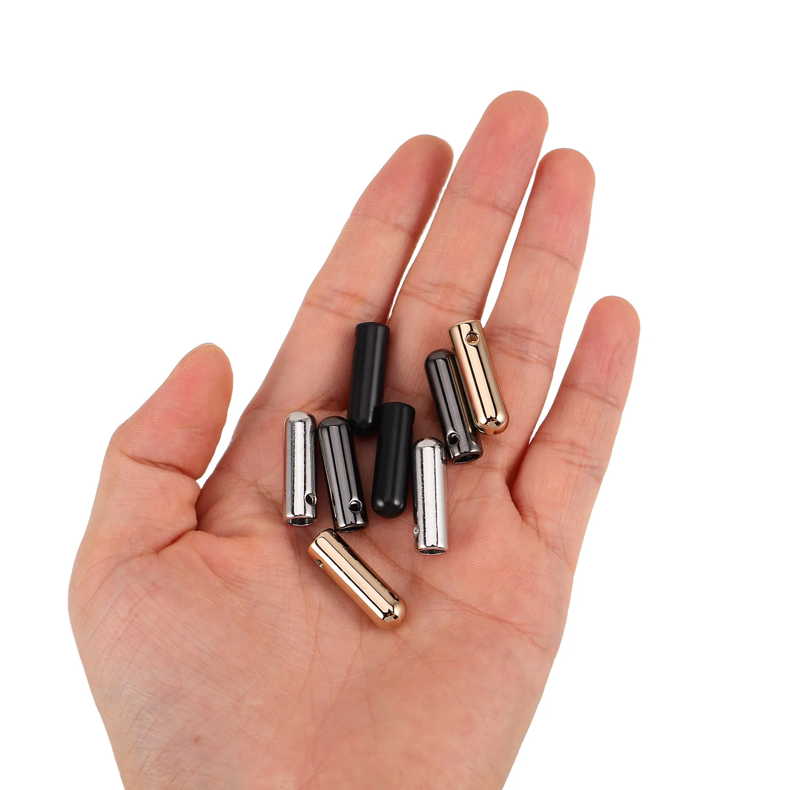 8 шт., металлические концы шнура: 5 мм, аглеты из сплава, серебристый, черный, бронзовый, светло-золотой для толстовок, спортивных штанов, курток, сумок своими руками