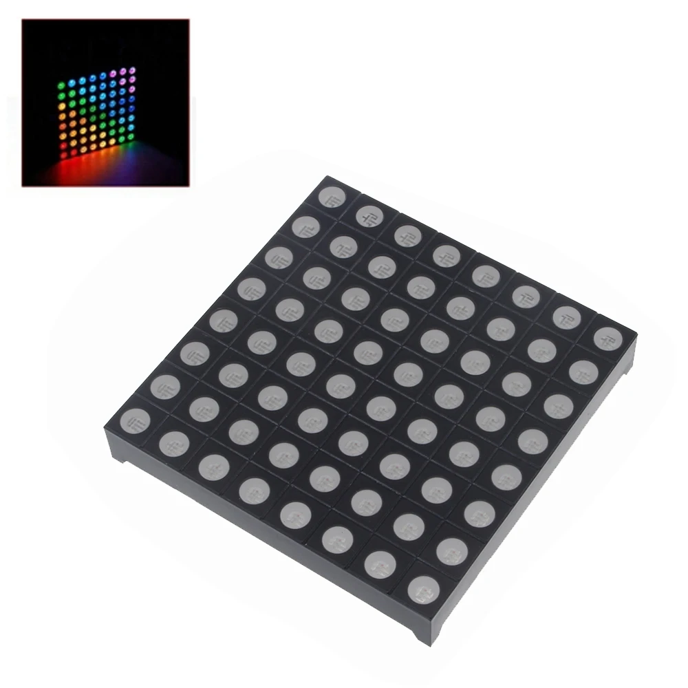 LED display 8X8 mini dot matrix LED display full color RGB common anode digital tube screen suitable for DIY 60mmx60mmx5mm