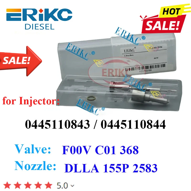 New 0445110843 0445110844 Injector Repair Kit Nozzle DLLA155P2583 0433172583 Control Valve F00VC01368 for BOSCH