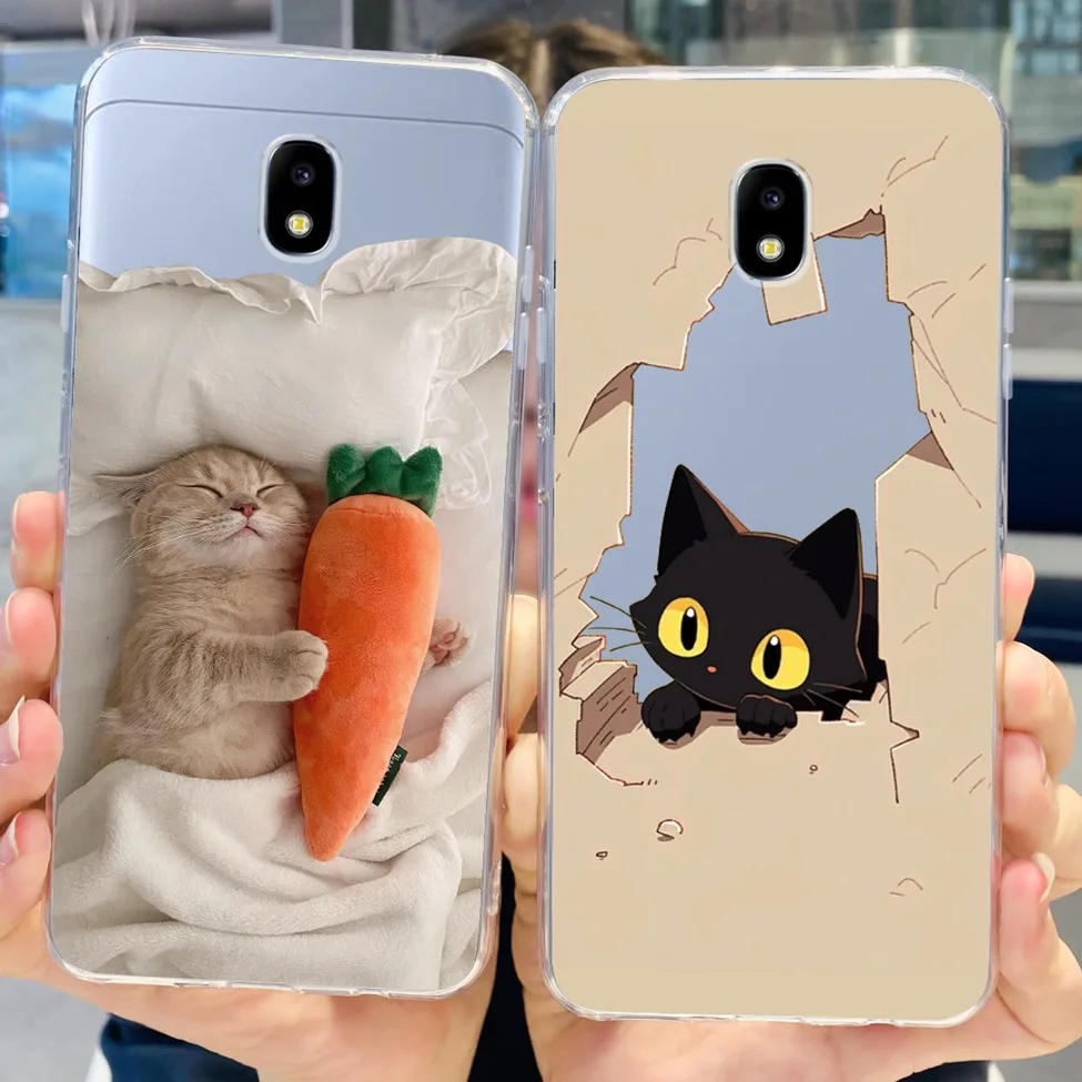 Case For Samsung J3 J5 J7 2017 Cover Cute Cartoon Cat Fashion Flowers Back Cover For Samsung Galaxy J7 2017 Phone Case