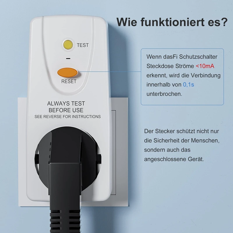 AA46 2Pack 16A Gfci Leakage Protection Plug Rcd Socket Home Circuit Breaker Cutout Switch Personal Protection Plug EU Plug