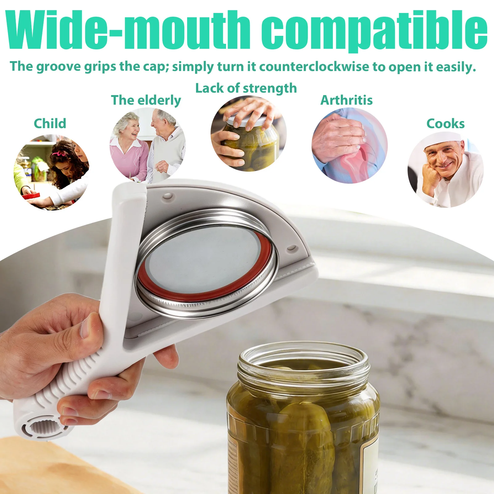 1 Pc Easy Grip Jar Opener Universal Cabinet Lid Opener Multi-purpose Effortless Bottle Lid Openers for Bar Kitchen Accessories