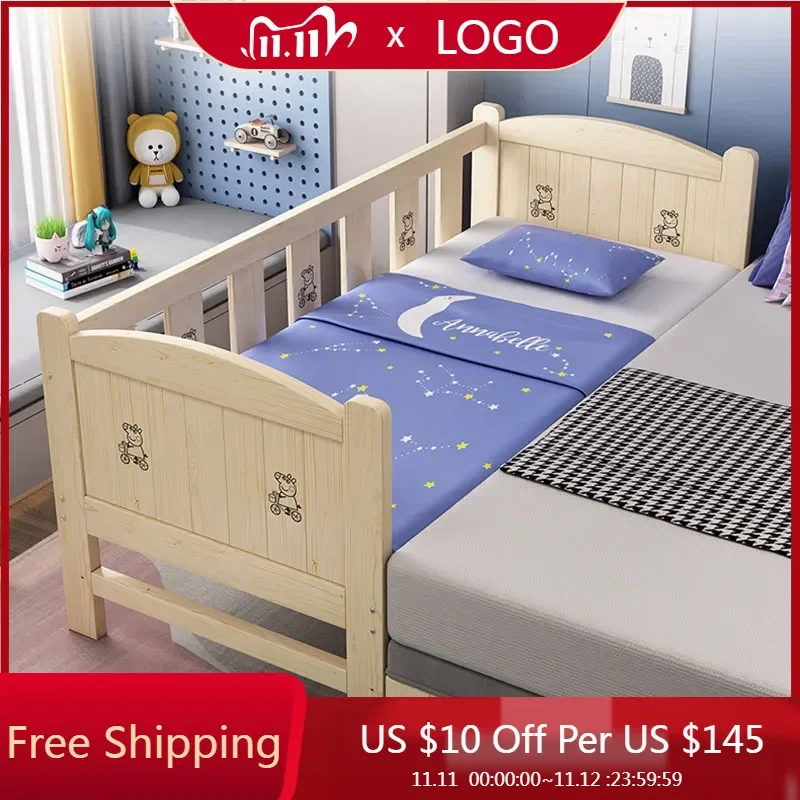 

Safety Boys Kids Bed Set Railing Wooden Luxury Children Beds Girl Fashion Modern Mattresses Cama Infantil Bedroom Furniture