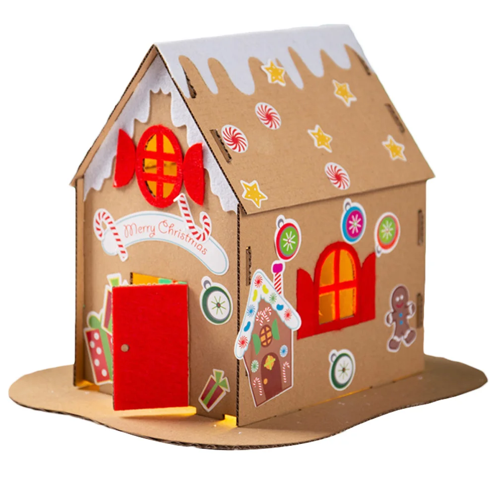 DIY Christmas House Candy Gingerbread for Xmas Miniature Village Houses Paper Pendant Decor Decorations Cardboard Child