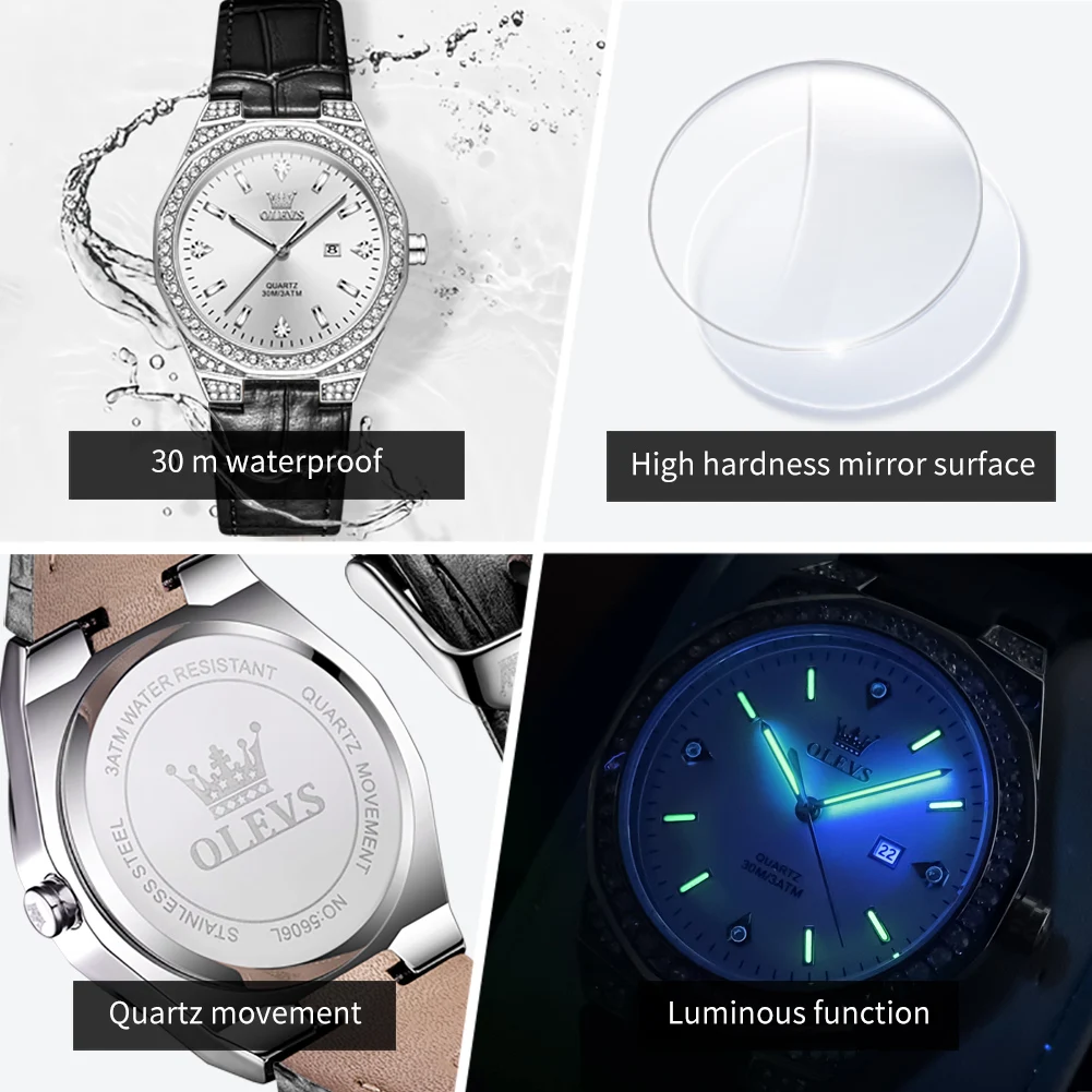 OLEVS-Montre à quartz étanche pour femme, montres décontractées pour fille, style jeune tendance, date Shoous, marque supérieure, mode originale