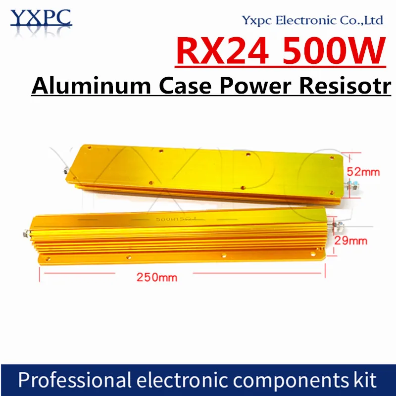 

RX24 500W Aluminum Power Metal Shell Case Wirewound Resistor 0.1R ~ 500R 0.1 0.5 1 2 4 5 8 10 12 20 30 50 100 200 500 ohm