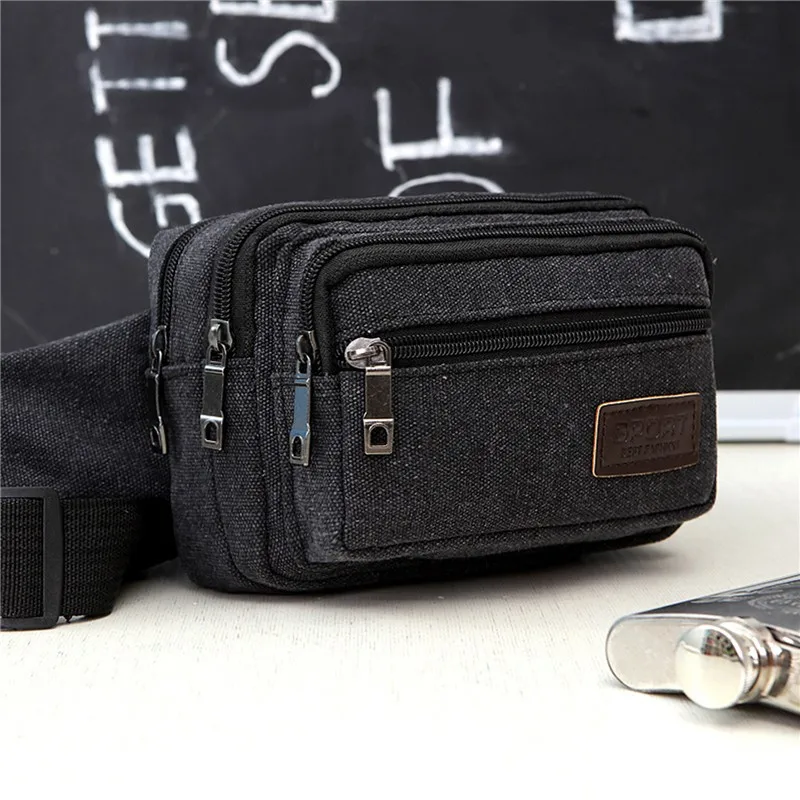 Fashion Waist Bag For Men Canvas Fanny Pack Man Multifunction Pocket Pack Belt Travel Shoulder Bag Outdoor Sports Men\'s Belt Bag