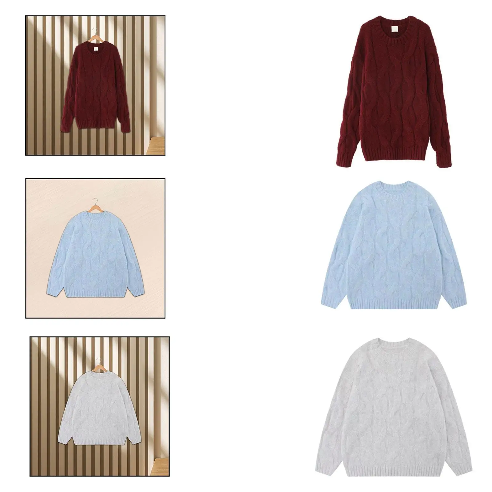 

Oversized Sweater Crewneck Loose Outfits Festive New Year Winter Knitted Sweater