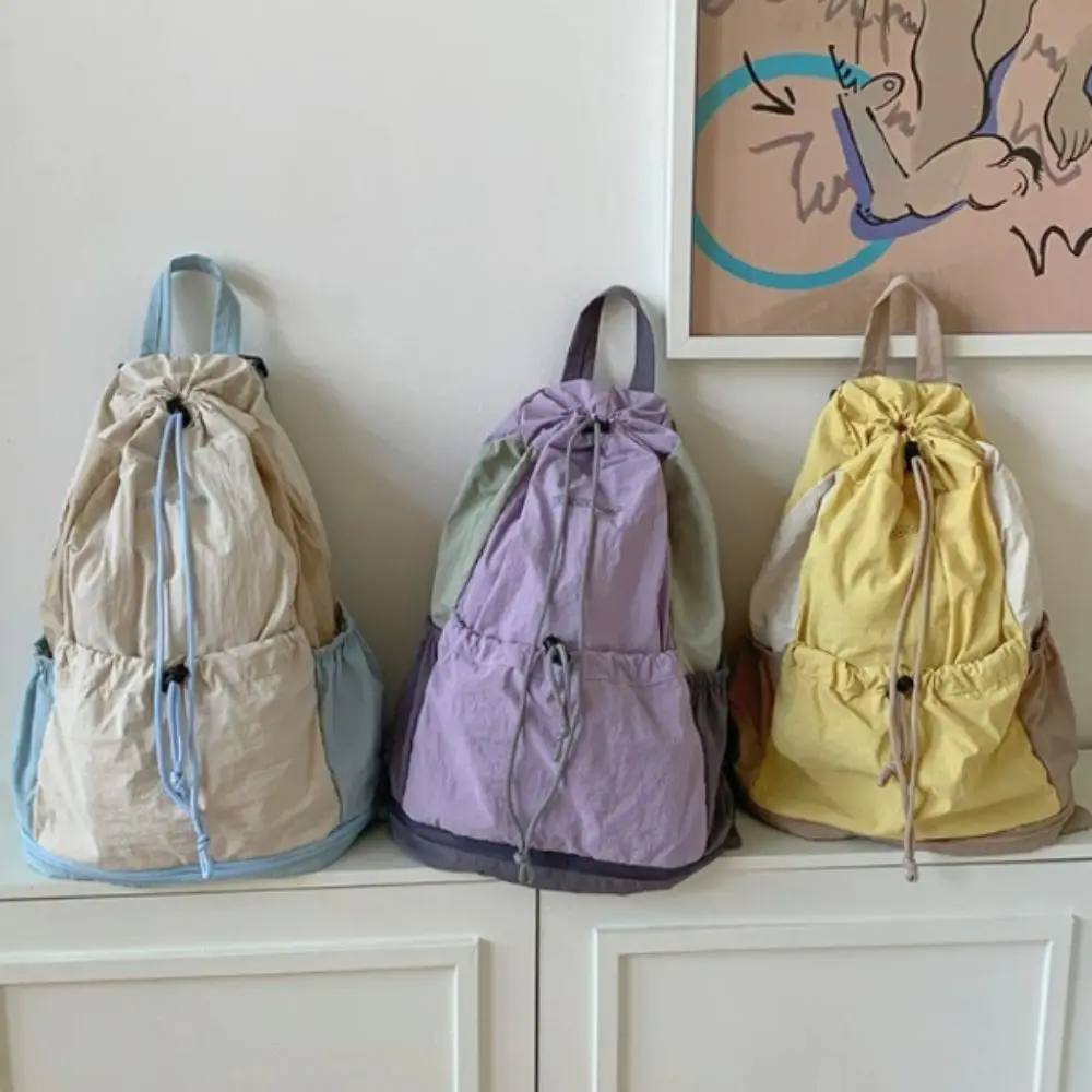 حقيبة ظهر كاجوال بسيطة برباط للترفيه بسعة كبيرة من النايلون حقائب كتف للسفر الجامعي حقيبة مدرسية للمراهقين #5